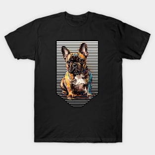 Pencil Sketch Style Tan Brindle French Bulldog T-Shirt